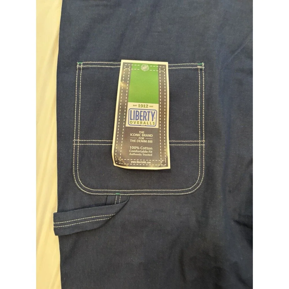 Liberty Bib Overalls‎ Men's 60x34 Blue Dark Wash Denim Comfort, Easy Care, Farm